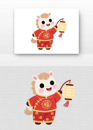 卡通马手持灯笼着红衣洋溢喜庆氛围 卡通马手持灯笼着红衣洋溢喜庆氛围