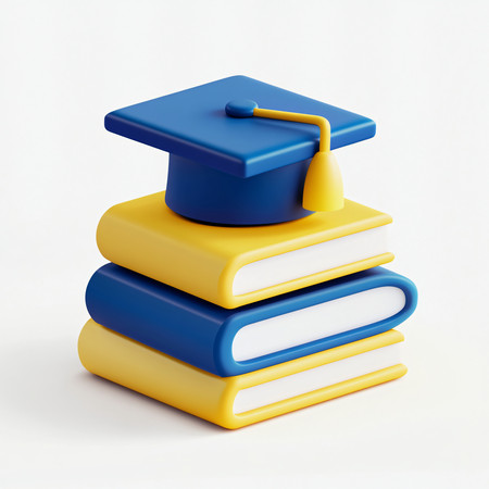 3D学士帽和书本 3D学士帽和书本