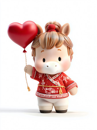 拿着气球的马年宝宝IP人物设计素材