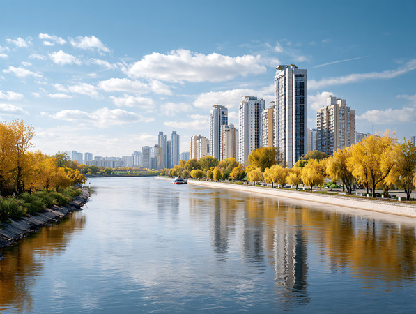 秋季黄树现代化高楼大厦写字楼风光风景图片 秋季黄树现代化高楼大厦写字楼风光风景图片