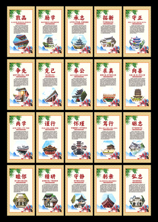 古典校园文化宣传展板 CDR