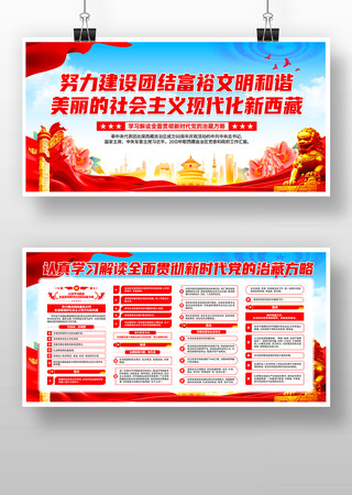 全面贯彻新时代党的治藏方略党建宣传展板