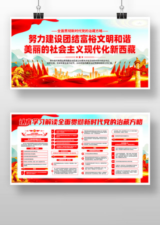 全面贯彻新时代党的治藏方略党建展板设计