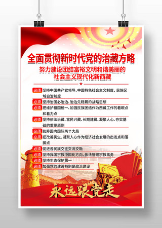 全面贯彻新时代党的治藏方略党建海报挂图 全面贯彻新时代党的治藏方略党建海报挂图