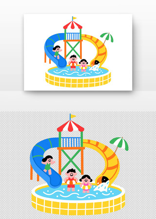 夏季玩水水上乐园滑梯