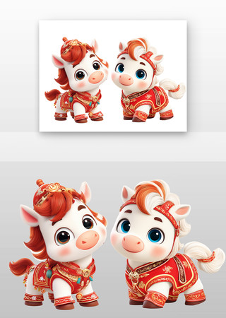 2026马年新年新春 3D可爱创意马元素 2026马年新年新春 3D可爱创意马元素