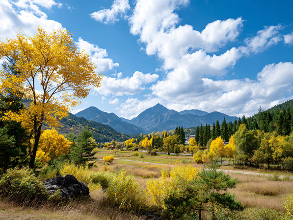 群山和平原风光风景秋季图片 群山和平原风光风景秋季图片