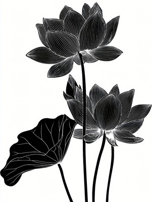 黑白荷花 黑白荷花