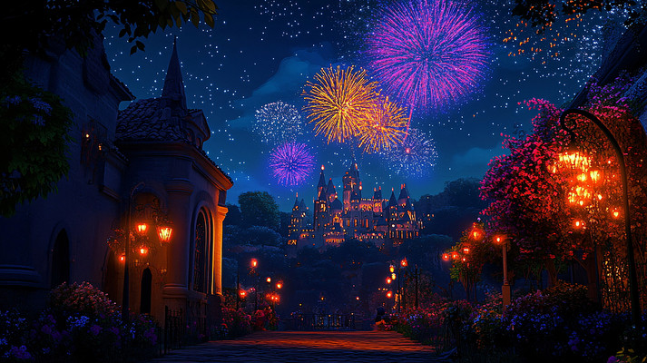 卡通烟花背景 卡通烟花背景