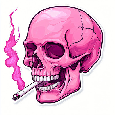 可怕的粉色骷髅头吸烟 可怕的粉色骷髅头吸烟