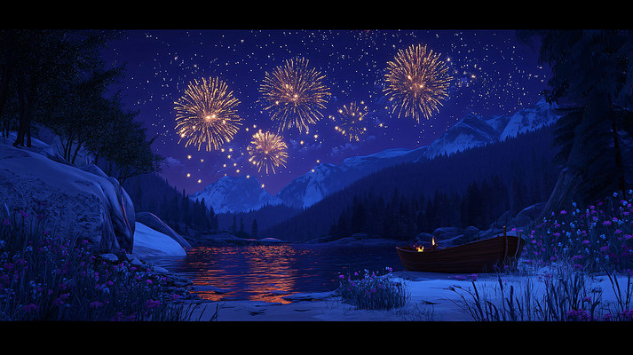 蓝色天空下的烟花背景 蓝色天空下的烟花背景