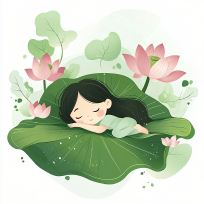 ��ɫ��Ҷ�ϵ�Ů�� 