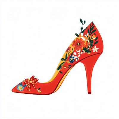 美丽的花朵红高跟鞋 美丽的花朵红高跟鞋