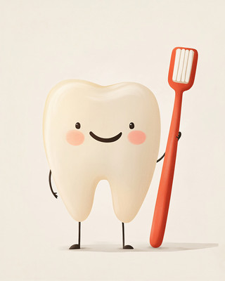 拟人牙齿拿着牙刷 拟人牙齿拿着牙刷