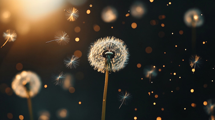 蒲公英黑色背景图 蒲公英黑色背景图