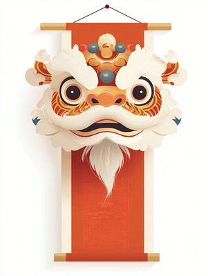 舞狮头红画卷 舞狮头红画卷