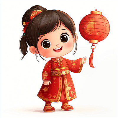 喜庆的女孩子和灯笼 喜庆的女孩子和灯笼