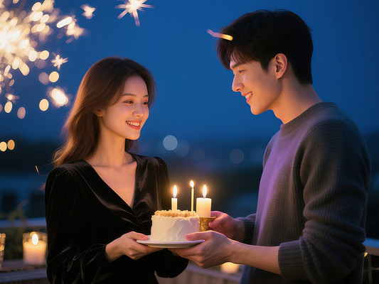 一对情侣的庆祝场景 一对情侣的庆祝场景