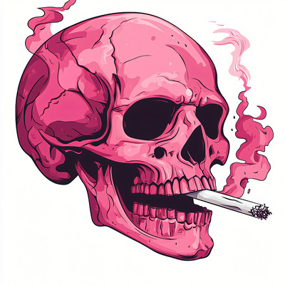 正在吸烟的粉色骷髅头 正在吸烟的粉色骷髅头
