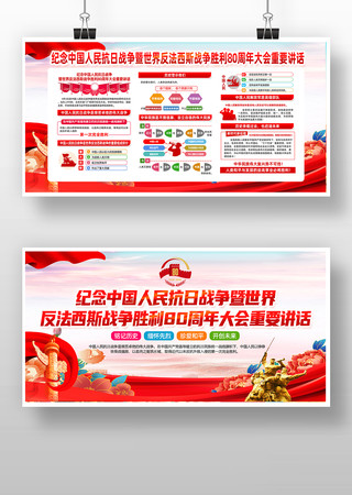 纪念中国抗战胜利80周年大会重要讲话展板 纪念中国抗战胜利80周年大会重要讲话展板