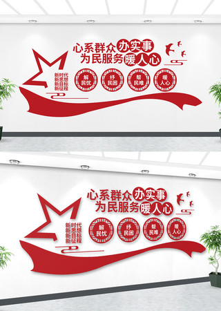 心系群众办实事为民服务暖人心文化墙