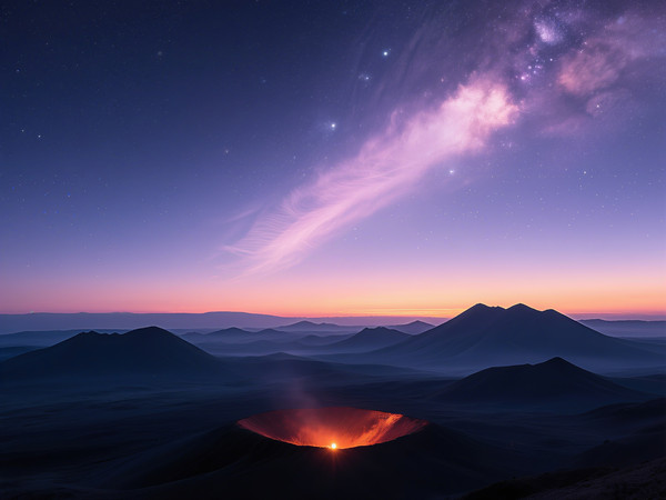 星空下的火山口风光 星空下的火山口风光