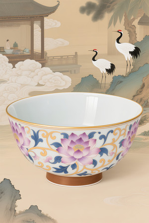 中式风格的瓷碗与工笔画