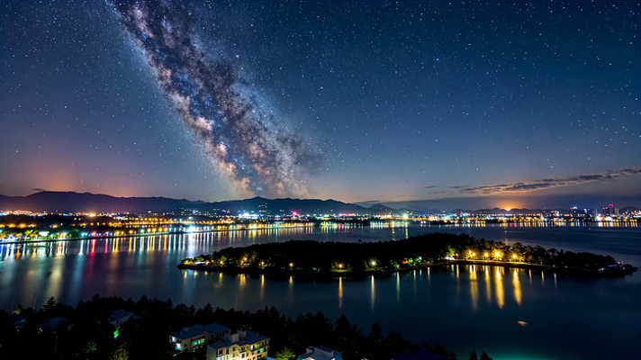 城市夜景星空全景 城市夜景星空全景