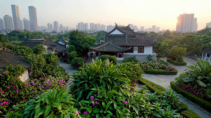 城市中古建筑与绿植景观 城市中古建筑与绿植景观