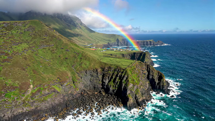 海岸彩虹自然风光航拍 海岸彩虹自然风光航拍
