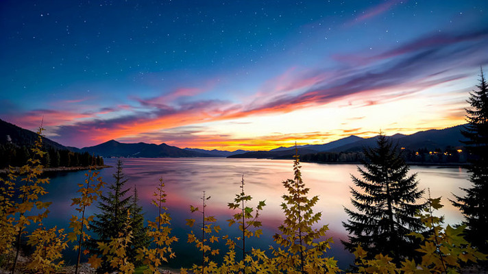 湖畔星空自然风光 湖畔星空自然风光