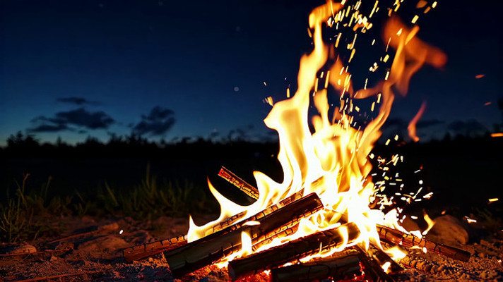 户外篝火燃烧特写 户外篝火燃烧特写