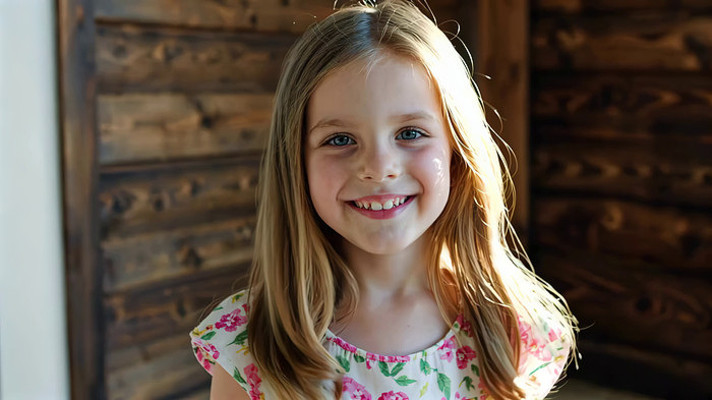 金发女孩微笑特写