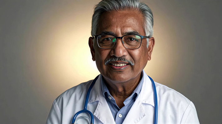 老年男医生半身肖像