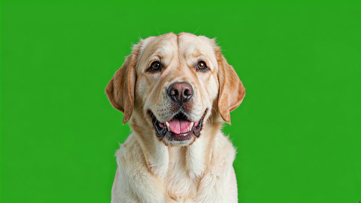 绿幕前的拉布拉多犬特写