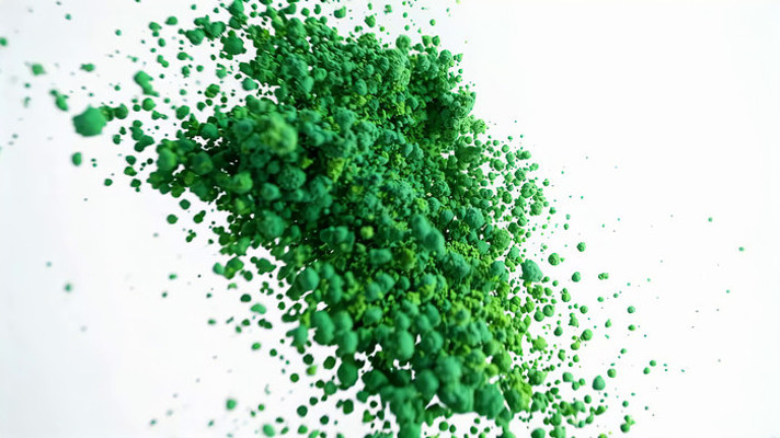 绿色粉末悬浮特效画面