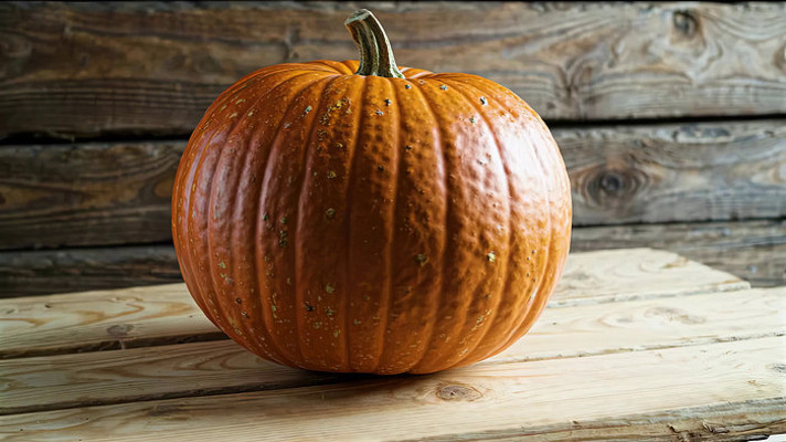 木桌上的南瓜食材特写