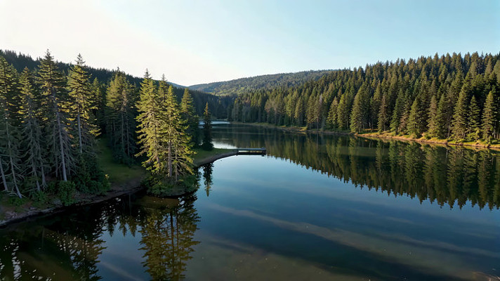 森林湖泊自然风光俯瞰 森林湖泊自然风光俯瞰