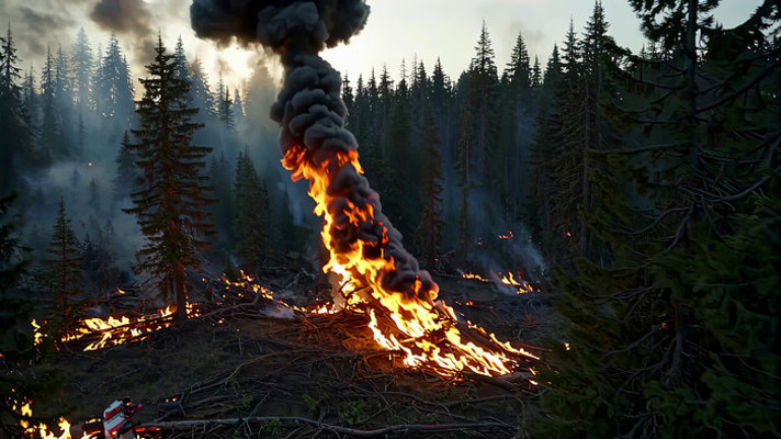 森林火灾熊熊燃烧场景 森林火灾熊熊燃烧场景