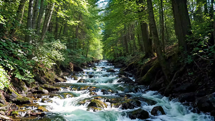 森林中的溪流自然风光 森林中的溪流自然风光