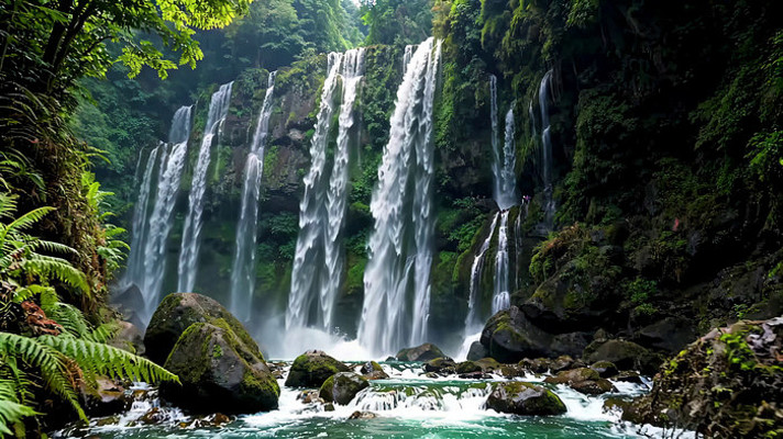 森林中的壮观瀑布 森林中的壮观瀑布