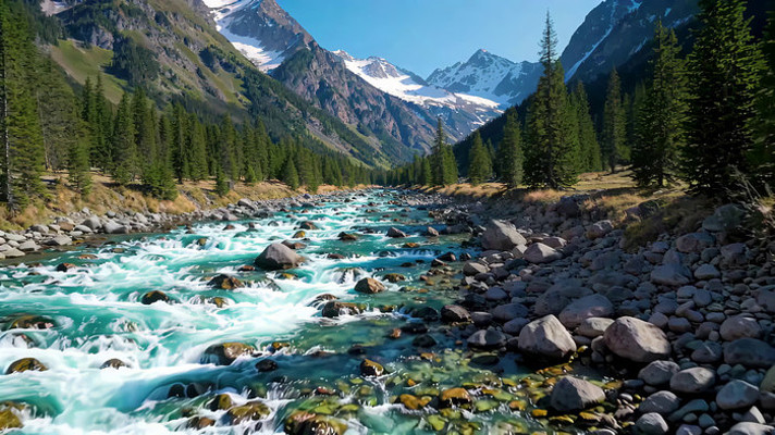 山间河流森林自然风光 山间河流森林自然风光