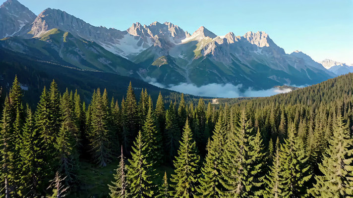 山林间茂密森林与远处山脉 山林间茂密森林与远处山脉