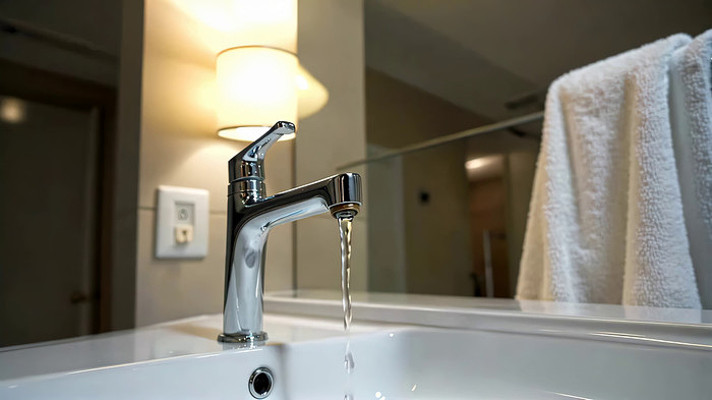 卫生间水槽水龙头流水画面 卫生间水槽水龙头流水画面