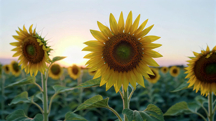 向日葵田日落景象 向日葵田日落景象
