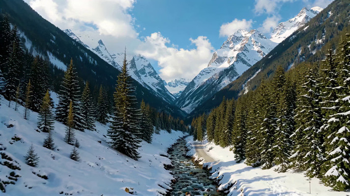 雪山森林雪景自然风光素材 雪山森林雪景自然风光素材