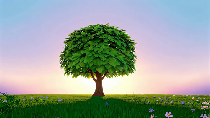 草地大树自然风光画面 草地大树自然风光画面
