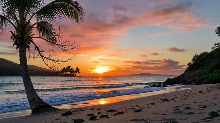 海滩日落自然风光 海滩日落自然风光