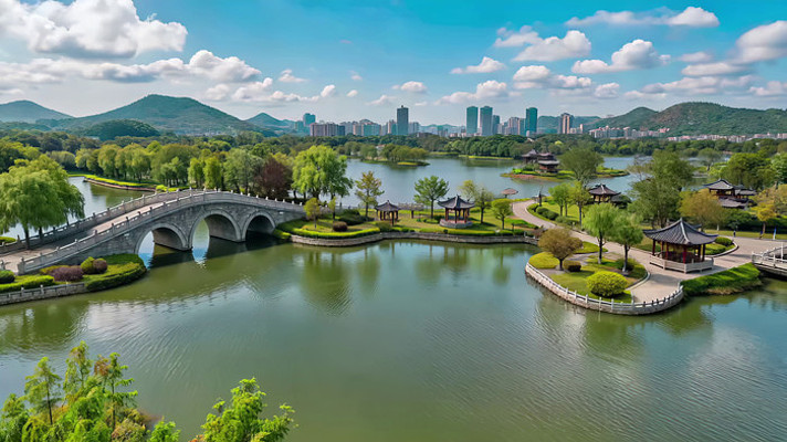 杭州湘湖公园湖泊风光 杭州湘湖公园湖泊风光