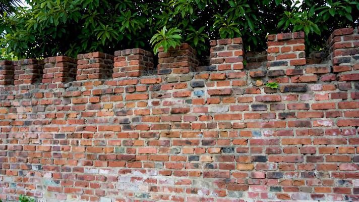 红砖围墙绿植覆盖景观